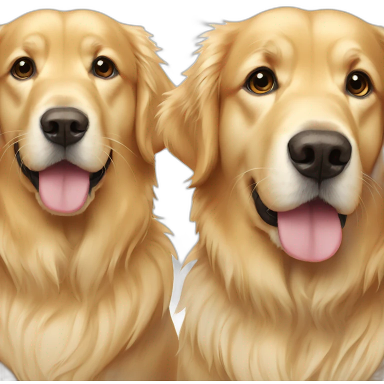 two golden retrievers one of which is not golden but white emoji