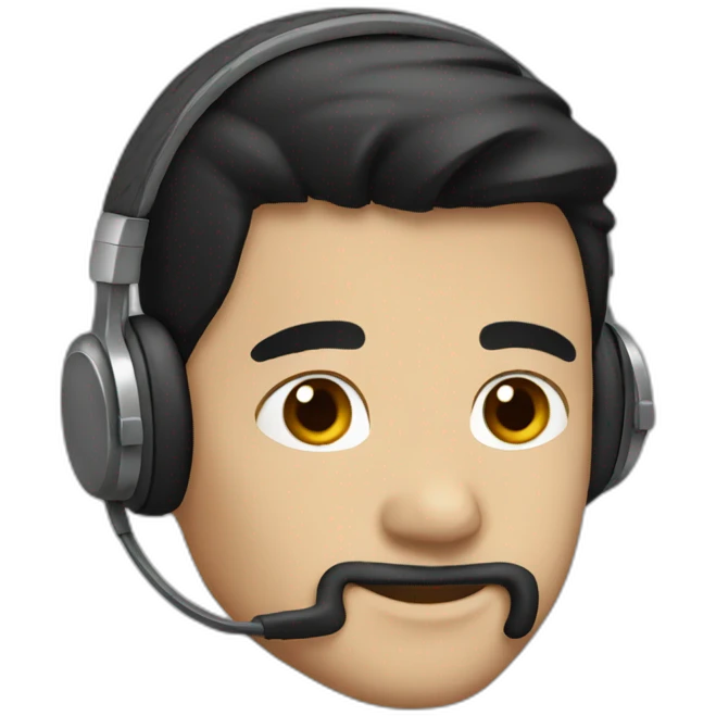 black hair - headphones - male emoji