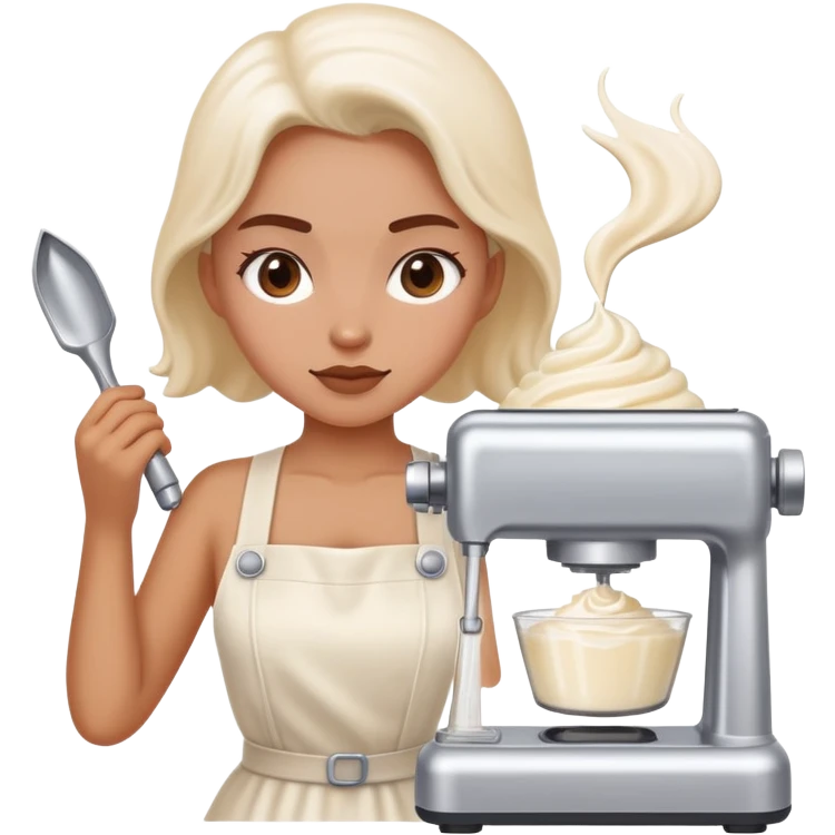 A girl making whipping cream in a machine  emoji