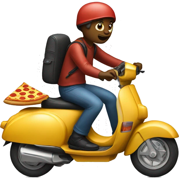 scooter with pizza riding it emoji