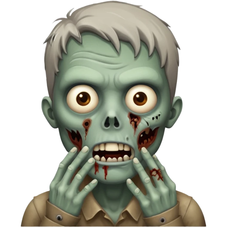 suprised zombie, hands on cheeks emoji