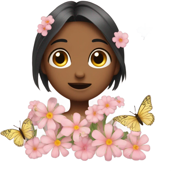 shy uwu emojis with flower and butterfly emoji