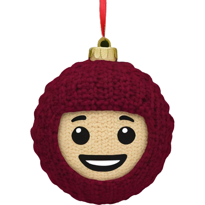 Wine red knit Christmas ornament  emoji