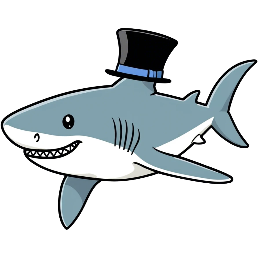 Shark with a top hat emoji