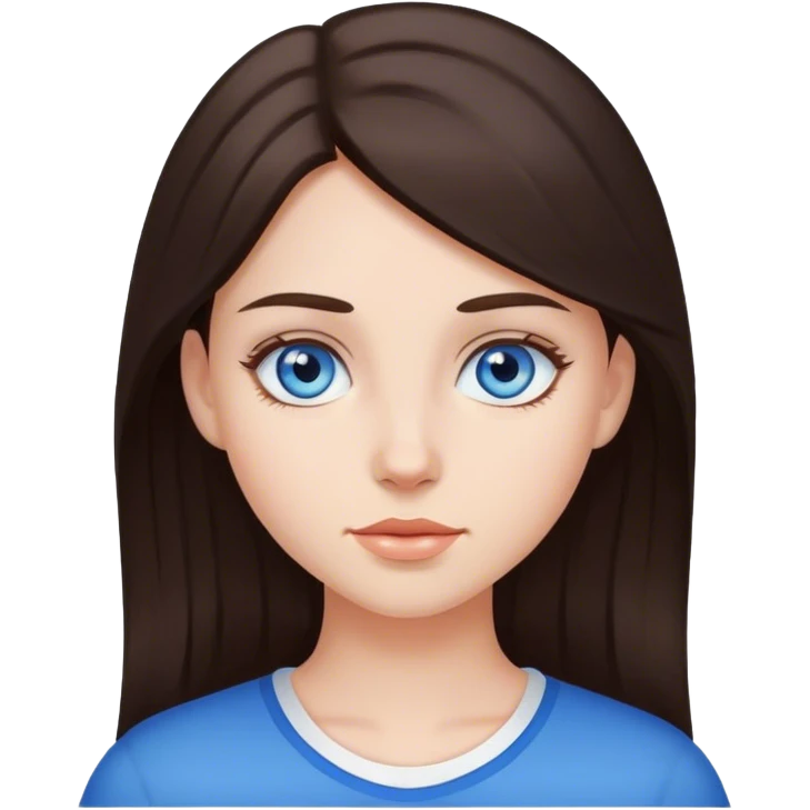 Girl with dark brown hair a blue eyes emoji