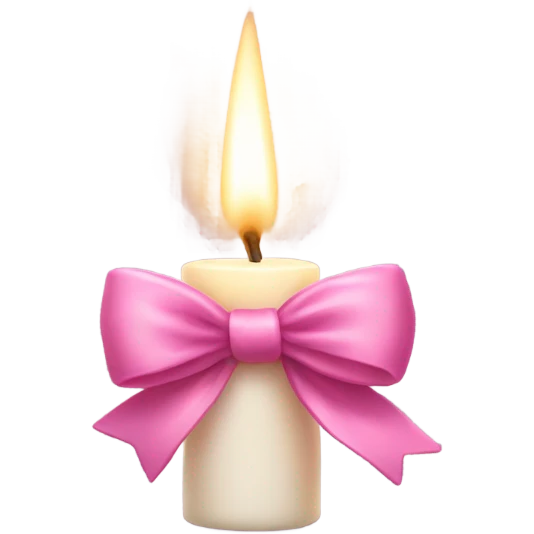 Candle with a pink bow emoji