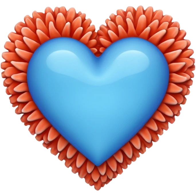 blue heart with a coral pattern inside, apple emoji style emoji