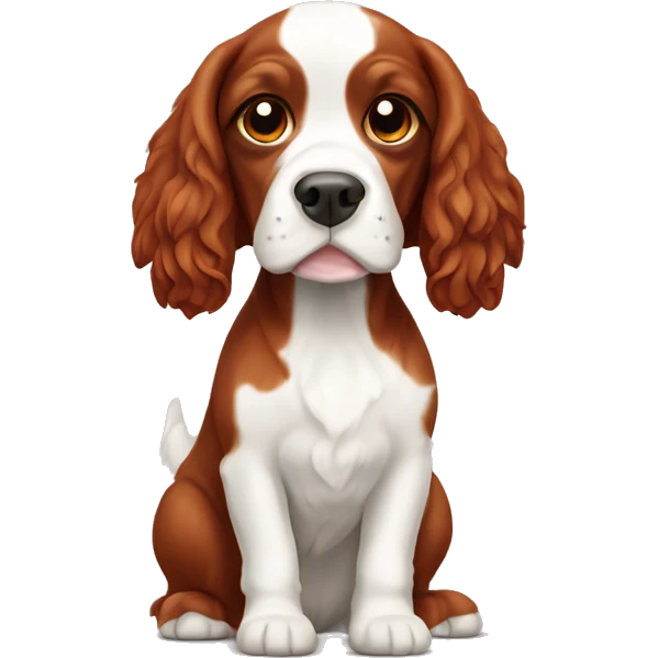 Red and white french britanny spaniel dog emoji