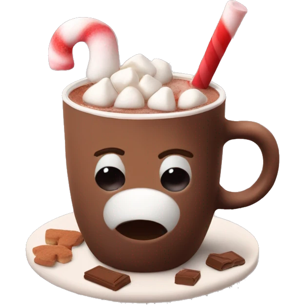 Hot chocolate giving winter vibes w a cup of red colour and marshmallows on top with cokees man  emoji