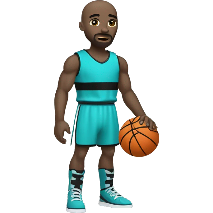 White skinned Gladiator playing basketball wearing black Aqua purple emoji