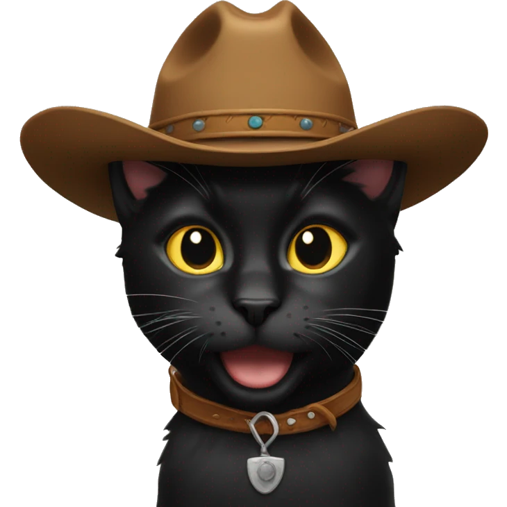 Black cat with cowboy hat emoji