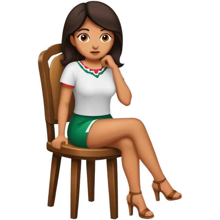 Mexican woman sitting down on a chair emoji