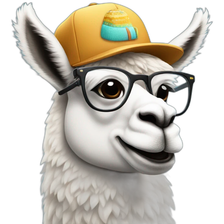 llama with a cap and glasses emoji
