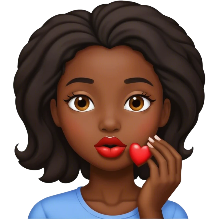 black girl kissing emoji