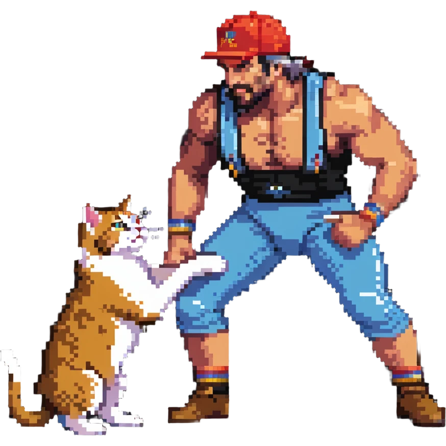 Razor Ramon wrestler from WWF defeating a cat wearing a cap emoji
