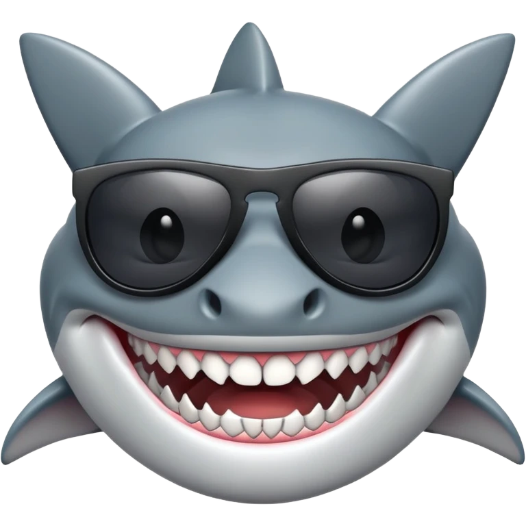 shark with white teeth wearing black sunglasses emoji