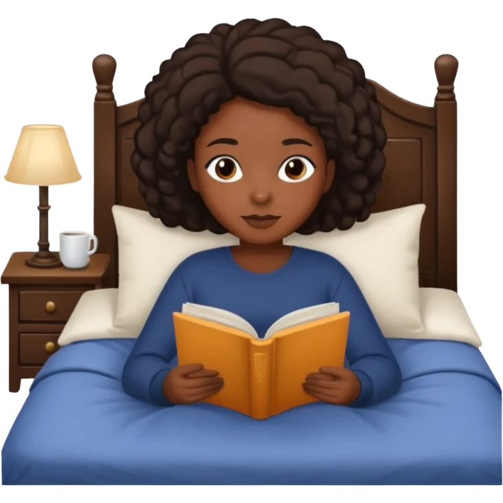 Black girl reading in bed emoji