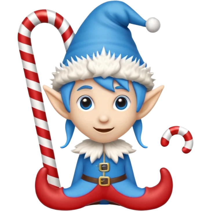 blue emoji creature with elf hat, small quills, candy-cane shoes, 3D emoji style, 1:1
 emoji