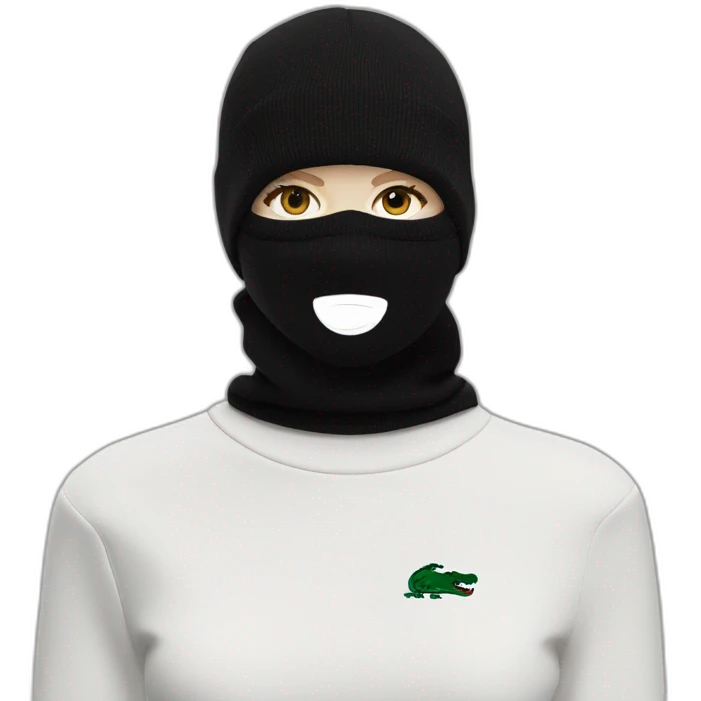 white girl lacoste balaclava black with lacoste emoji