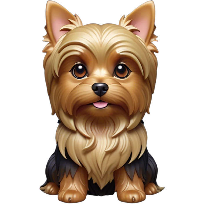 Cinematic Noble Yorkshire Terrier Portrait Emoji, Exuding refined charm and dignified poise, with a lustrous, silky fur in rich, deep hues, alert eyes and a confident expression, simplified yet exquisitely detailed, glowing with a soft, aristocratic radiance, high shine, embodying intelligent grace and classic elegance, soft glowing outline, capturing the essence of a regal Yorkshire Terrier ready to rule the screen with effortless sophistication! emoji