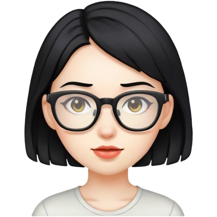 gamer, black hair girl with glasses emoji