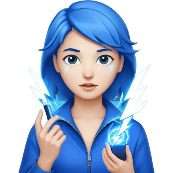 woman holding lighting emoji