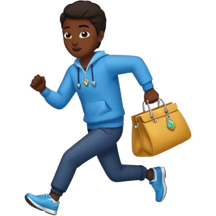 Thief running with stolen jewelry bag emoji
