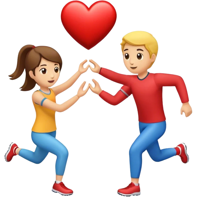 Couple in a relay race passing off a heart. Can you add “Selfwish Break” emoji