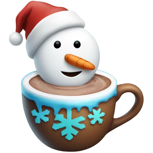 Christmas snowman happy with hot chocolate  emoji