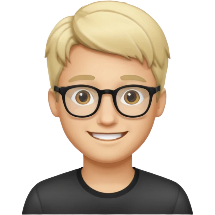 A young man using glasses with a blond dark hair and white skin color emoji