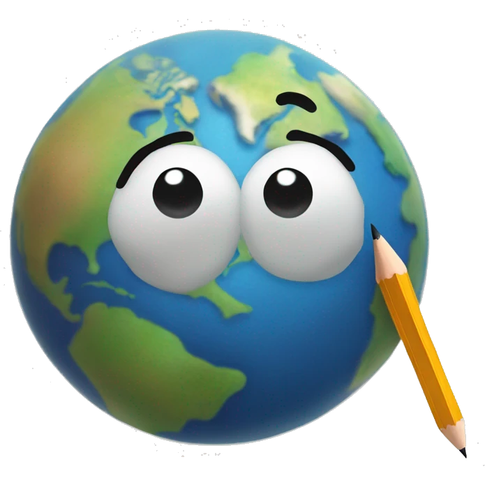 smile earth with pencil emoji