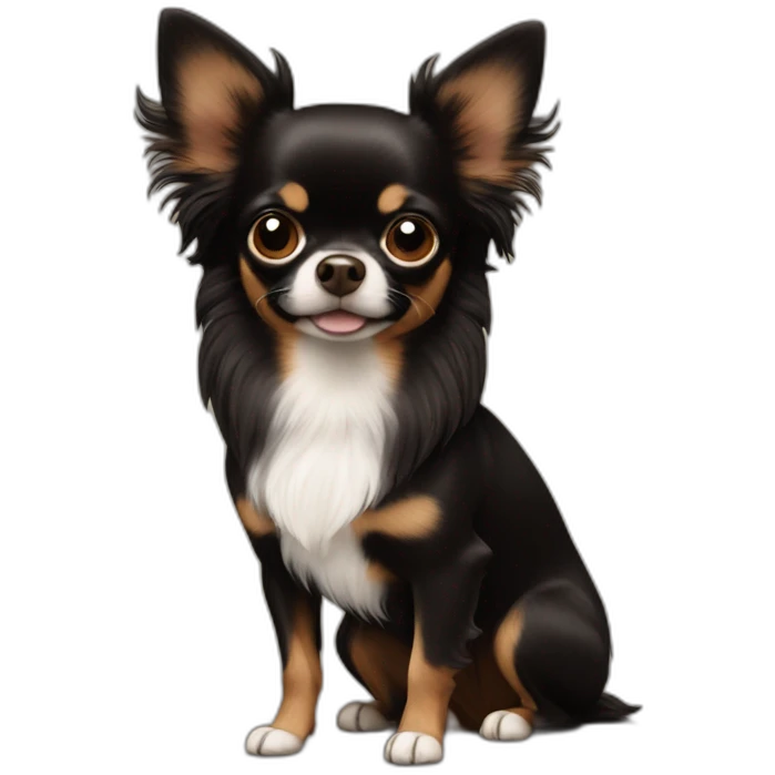 Long hair dark brown and black Chihuahua emoji
