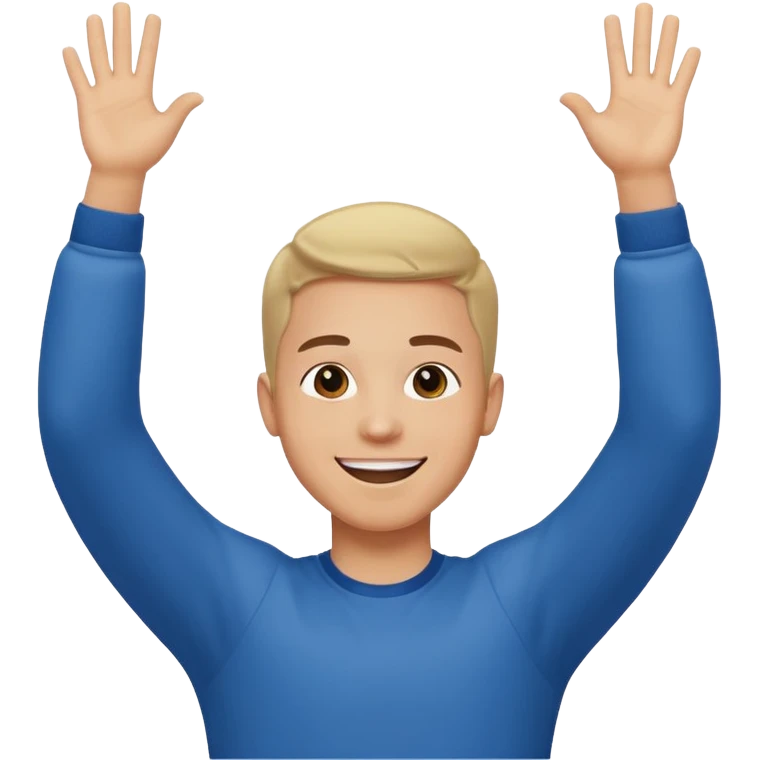 Young man doing celebration pose emoji