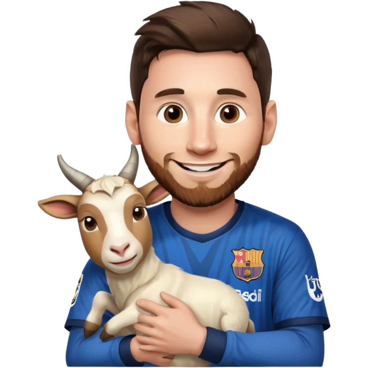 Messi holding a goat emoji