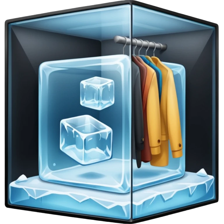 closet inside a large ice cube emoji
