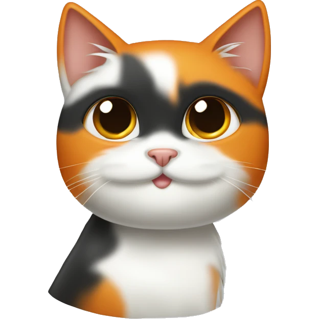 Un gatito negro, blanco y naranja con cara enfadada emoji