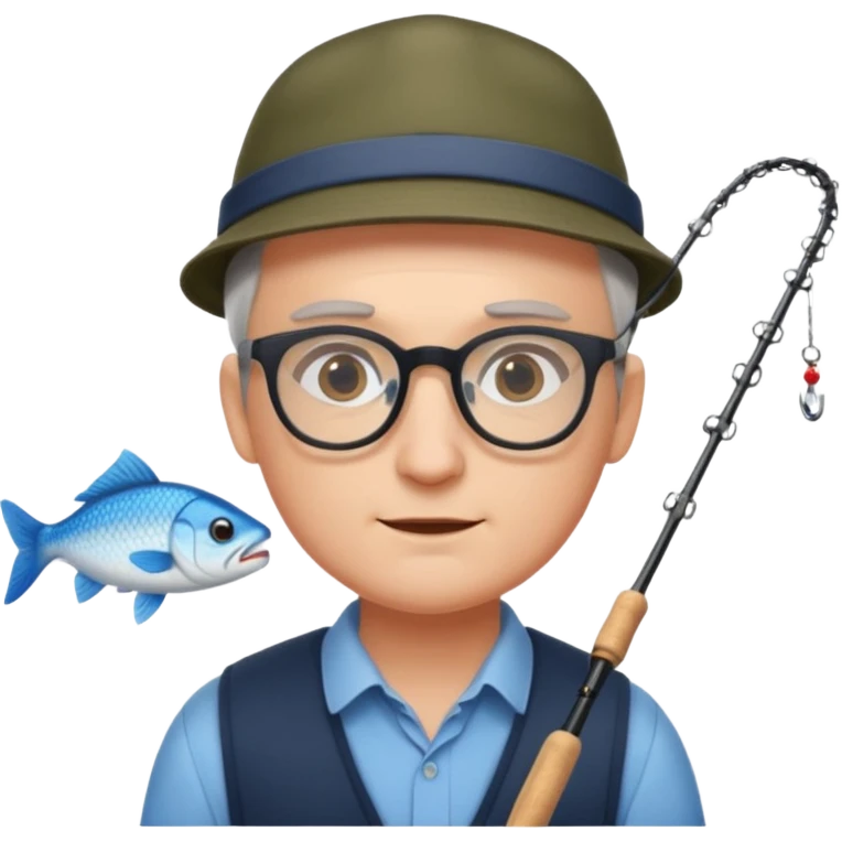 Accountant who wears glasses and loves fishing with fair skin and bold spot no hat emoji