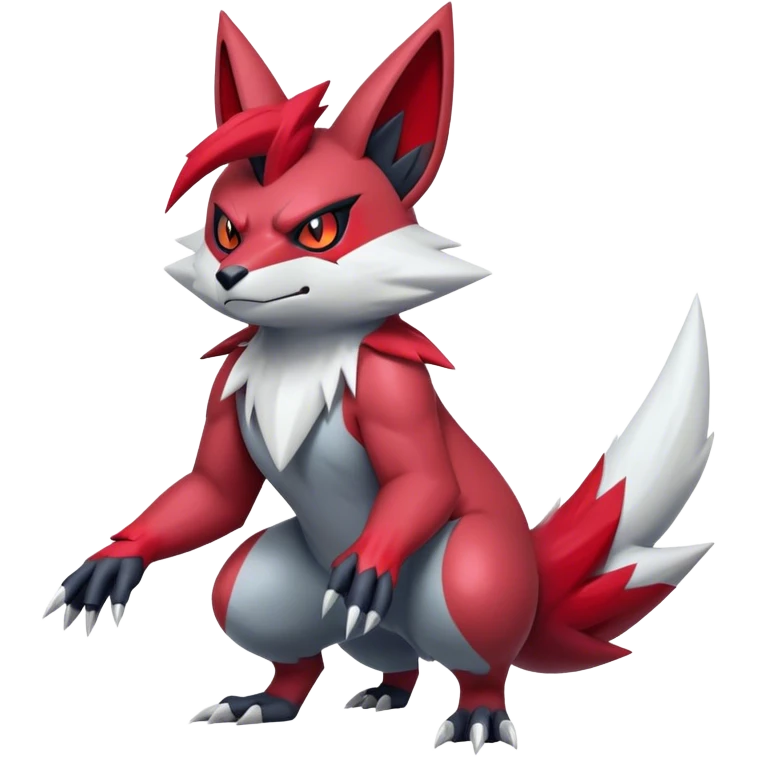 Edgy Cool Beautiful Zangoose-Zoroark, full body emoji
