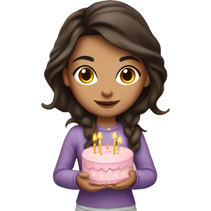 Brunette birthday girl emoji