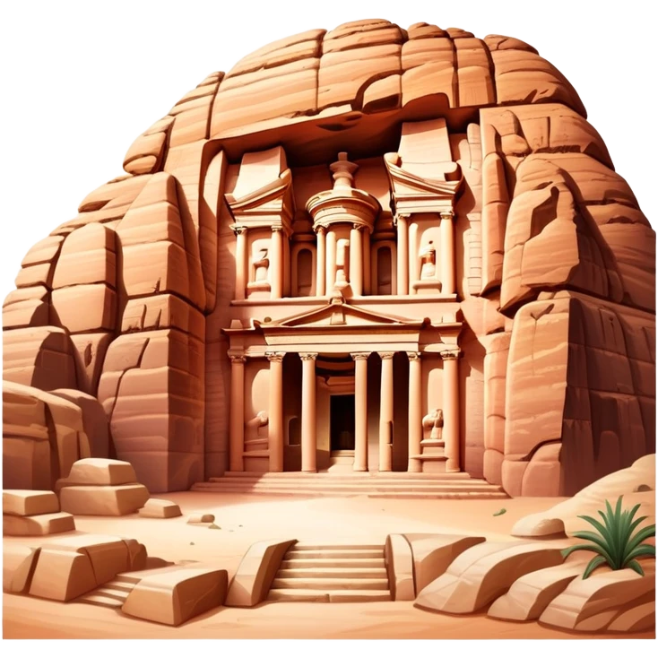 Ancient city of Petra in Jordan with the famous Treasury building carved into rock emoji