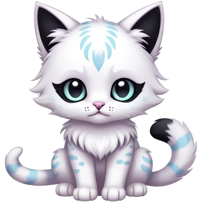 Kawaii dark edgy fantasy pastel ethereal feline fursona animal creature full body emoji