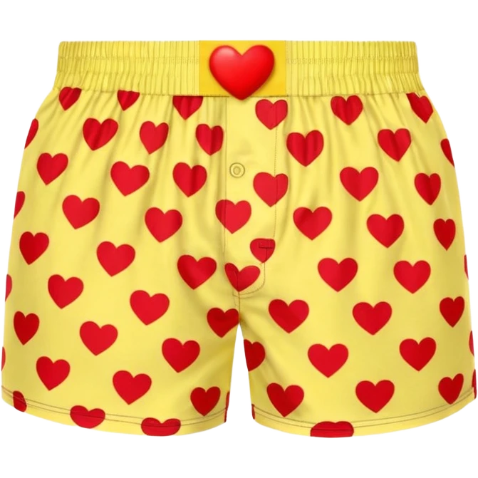 Red heart patterned yellow pair of boxers emoji