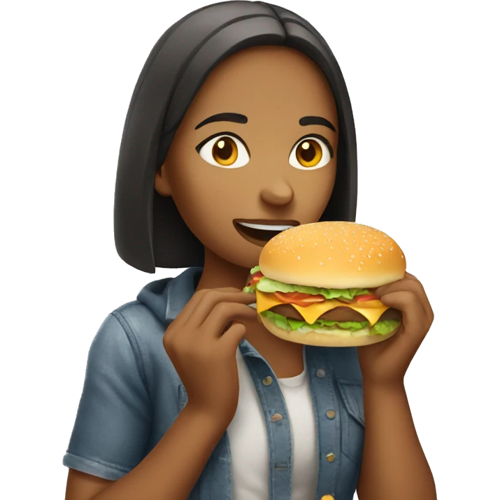 Girl eating hamburger emoji