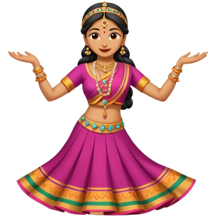Indian woman in traditional clothes dances.  format portrait emoji