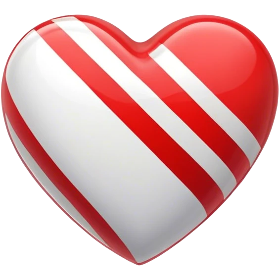 Glossy heart with athletic stripes going down the side emoji