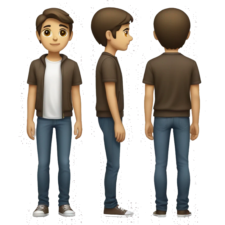 Young Hispanic full body standing with short straight brown  hair pale skin very tall a little chubby  emoji