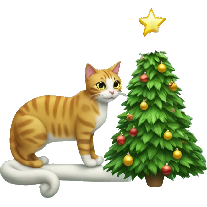 Christmas tree with a cat emoji