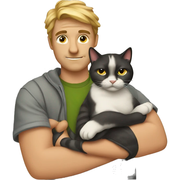 A cool dude  with a lazy cat emoji