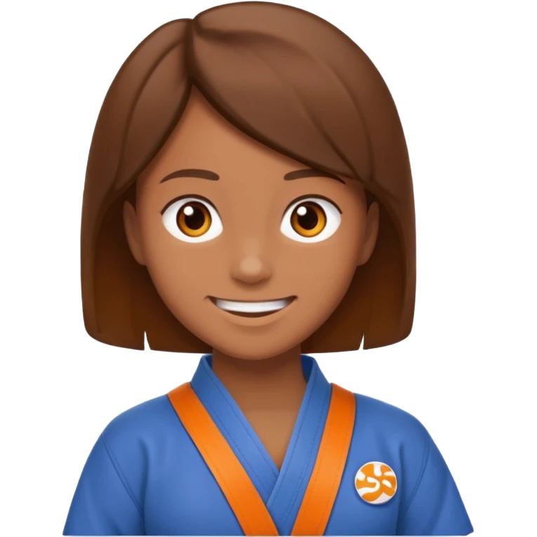 judoka cheveux brun avec ceinture orange emoji
