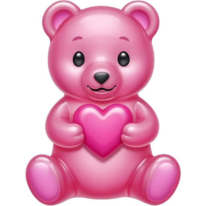 Gummy bear blanco agarrando un corazón rosa cute emoji